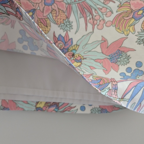 NEW Talbots Canvas A Line Skirt 4 Petite Ivory Pastel Jungle Tropical Parrot 4P - Picture 11 of 15